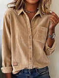 Womens Loose-fitting Cardigan Long-sleeve Button-up Shirt