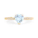 0.65 Carat Genuine Aquamarine and White Diamond 14K Yellow Gold Ring