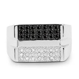 0.64 Carat Genuine Black Diamond and White Diamond .925 Sterling Silver Ring