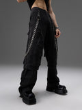 Heavy-duty Metal Belt Chain For Workwear Pants Faux Two-piece Design