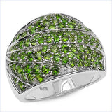 3.16 Carat Genuine Chrome Diopside .925 Sterling Silver Ring