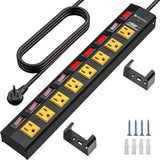 CRST 8-Outlet Wide Metal Surge Protector Power Strip - Individual Switches, 1200J, Wall Mount, 6ft Cord