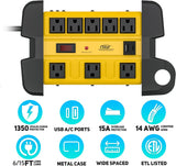 CRST 8-Outlet Heavy Duty Metal Power Strip | USB-C, 1350J Surge, ETL Listed