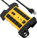 Wide Spaced 8-Outlet Heavy Duty Metal Power Strip Surge Protector, 1350 Joules Protection, Dual USB Ports