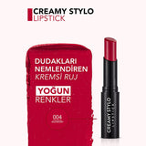 Flormar Creamy Stylo Lipstick - Moisturizing, High Pigment, Semi-Glossy Finish - 004 Raspberry