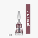 Flormar Glitter Semi-Transparent Nail Polish GL39 Red In Silver - Long Lasting