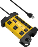 Wide Spaced 8-Outlet Heavy Duty Metal Power Strip Surge Protector, 1350 Joules Protection, Dual USB Ports
