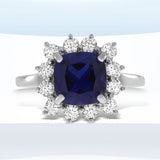 Created Sapphire Moissanite Ring Sterling Silver