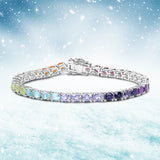 12.04 Carat Genuine Multi Stone .925 Sterling Silver Bracelet