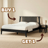 [Buy 1 Get 1] Kaylin Solid Wood Bed Frame & Nightstand