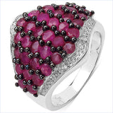 2.76 Carat Genuine Ruby & White Topaz .925 Sterling Silver Ring