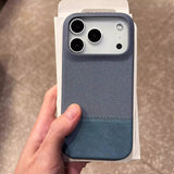 Smartphone Case In Vegan Leather With A Woven Texture And Magnetic Attachment