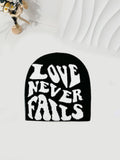 Knitted Jacquard Hat One-size Fits All Beanie Cold Weather Hat Letter Jacquard