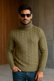 Mens Turtleneck Cable-Knit Sweater In Plus Sizes
