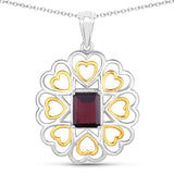 2.55 Carat Genuine Garnet .925 Sterling Silver Pendant
