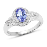 2.46 Carat Genuine Tanzanite and White Topaz .925 Sterling Silver 3 Piece Jewelry Set (Ring, Earrings, and Pendant w/ Chain)