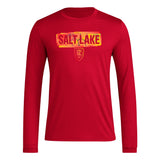 adidas Mens Long Sleeve Pre-Game T-Shirt Team Victory Red/Real Salt Lake X-Small