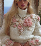 Womens Turtleneck Sweater With Christmas Tree Print