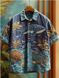 Retro style 3D printed Mens Short sleeve Shirt