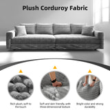 102.4 ' Plush Corduroy 4-Seat Sofa,Modern Comfy Upholstered Sofa Cloud Couch,Deep Seat Couches with Soft Pillows,Convertible Deep Seat Sofa Lounge Chair for Living Room Bedroom,Apartment,Office,Grey