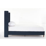 Peyton Upholstered Queen Bed with 54' High Headboard and Traditional Buttoned Tufting in Blue Velvet