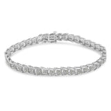 10k White Gold 2 cttw Diamond Fan-Shaped Link Tennis Bracelet (I-J Clarity, I3 Color) - Size 7.25"