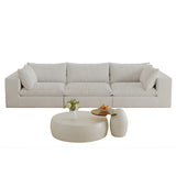118.2' Cloud Sofa,Corduroy Fabric,Deep Seat Couches,Double-layer design,Removable  Cushion,No Assembly, DIY Combination for Living room, Bedroom,Conference room ,Apartment,White