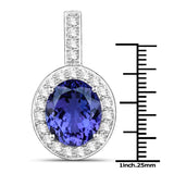 10.15 Carat Genuine Tanzanite and White Diamond 18K White Gold Pendant