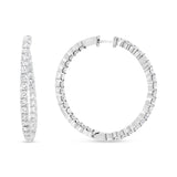 18K White Gold 3 5/8 Cttw Round Diamond Curved Inside-Outside Hoop Earrings (F-G Color, VS1-VS2 Clarity)