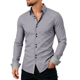 Casual Mens Stretchy, Breathable Long-sleeve Lapel Shirt