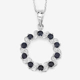 1.30 Carat Genuine Blue Sapphire and White Topaz .925 Sterling Silver Pendant