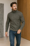 Mens Turtleneck Cable-Knit Sweater In Plus Sizes
