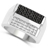 0.64 Carat Genuine Black Diamond and White Diamond .925 Sterling Silver Ring