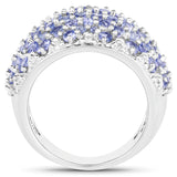 3.01 Carat Genuine Tanzanite and White Diamond .925 Sterling Silver Ring