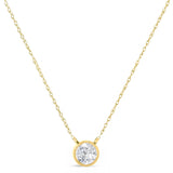 .925 Sterling Silver 1/10 Cttw Round-Cut Diamond Bezel 18" Pendant Necklace (J-K Color, I1-I2 Clarity)