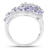 2.21 Carat Genuine Tanzanite .925 Sterling Silver Ring
