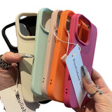 Lychee-pattern Matte Phone Case Solid Color