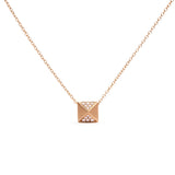 14K Yellow Gold 1/4 Cttw Diamond Matte Finished Pyramid Pendant Necklace (G-H Color, SI1-SI2 Clarity) - 18 Inches