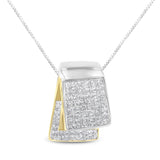 14K White and Yellow Gold 2.0 Cttw Princess Cut Diamond Two Tone Foldover Box Pendant 18â€ Box Chain Necklace (H-I Color, SI1-SI2 Clarity)