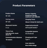 KP-205 In-Stock Digital Display Bluetooth Earbuds High Quality Audio In-Ear Design Low-Latency Gaming Ultra Long Battery Life Factory Direct