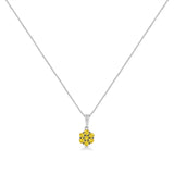 .925 Sterling Silver 1/2 Cttw Prong Set Treated Green Diamond Floral Cluster 18" Pendant Necklace (Green Color, I1-I2 Clarity)