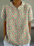 Stylish Digital-print Lapel Short-sleeve Shirt