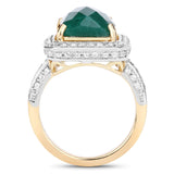 5.18 Carat Dyed Emerald and White Topaz .925 Sterling Silver Ring