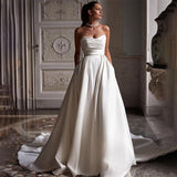 Four Seasons New Style White Satin Tube Top Simple Dress