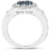 0.28 Carat Genuine Blue Diamond and White Diamond .925 Sterling Silver Ring