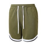 Mens Sporty Plaid-Panel Short Shorts