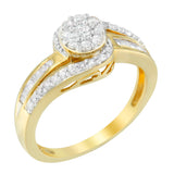 10K Yellow Gold Diamond Cluster Ring (1/2 Cttw, I-J Color, I2-I3 Clarity) - Size 6