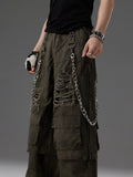 Heavy-duty Metal Belt Chain For Workwear Pants Faux Two-piece Design