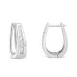 14k White Gold 1/4 Cttw Channel-Set Brilliant Round-Cut Diamond Hoop Earrings (I-J Color, I2-I3 Clarity)