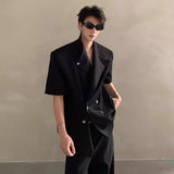 Mens Irregular-Design Shoulder-Padded Summer Shirt